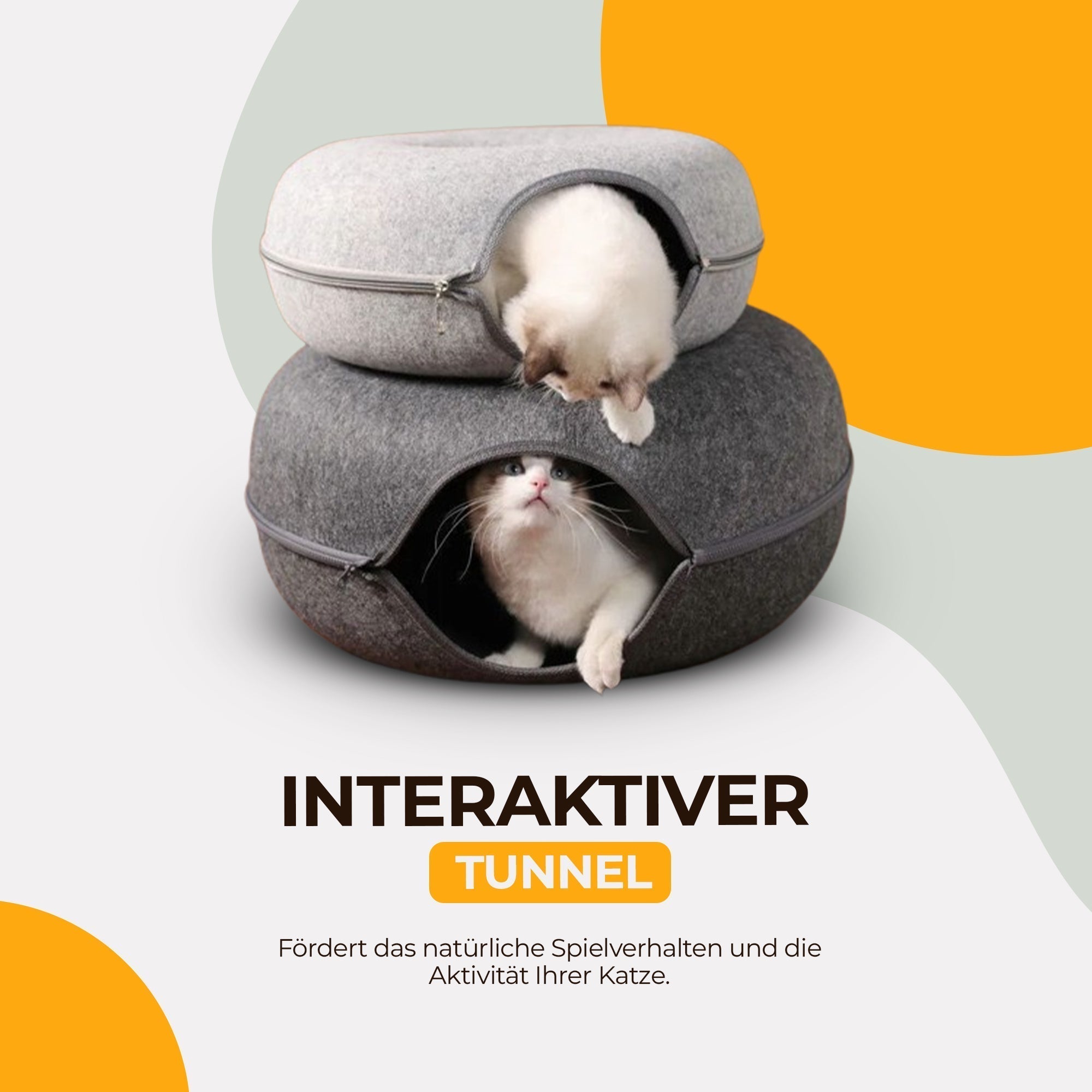 Donut Cat Bed with Tunnel