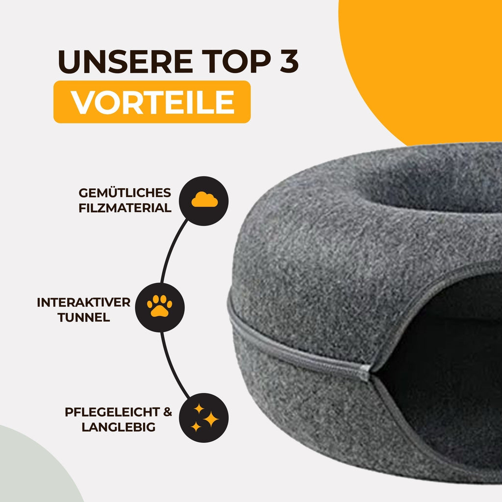 Donut Cat Bed with Tunnel