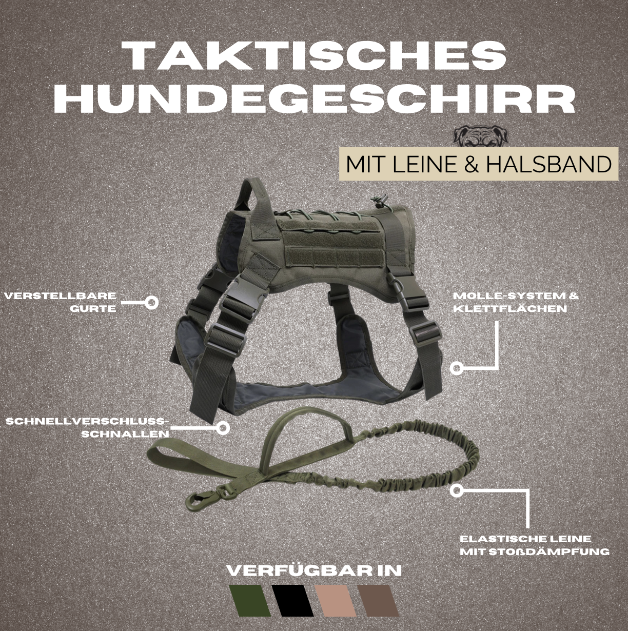 Tactical Dog Harness with Leash and Collar