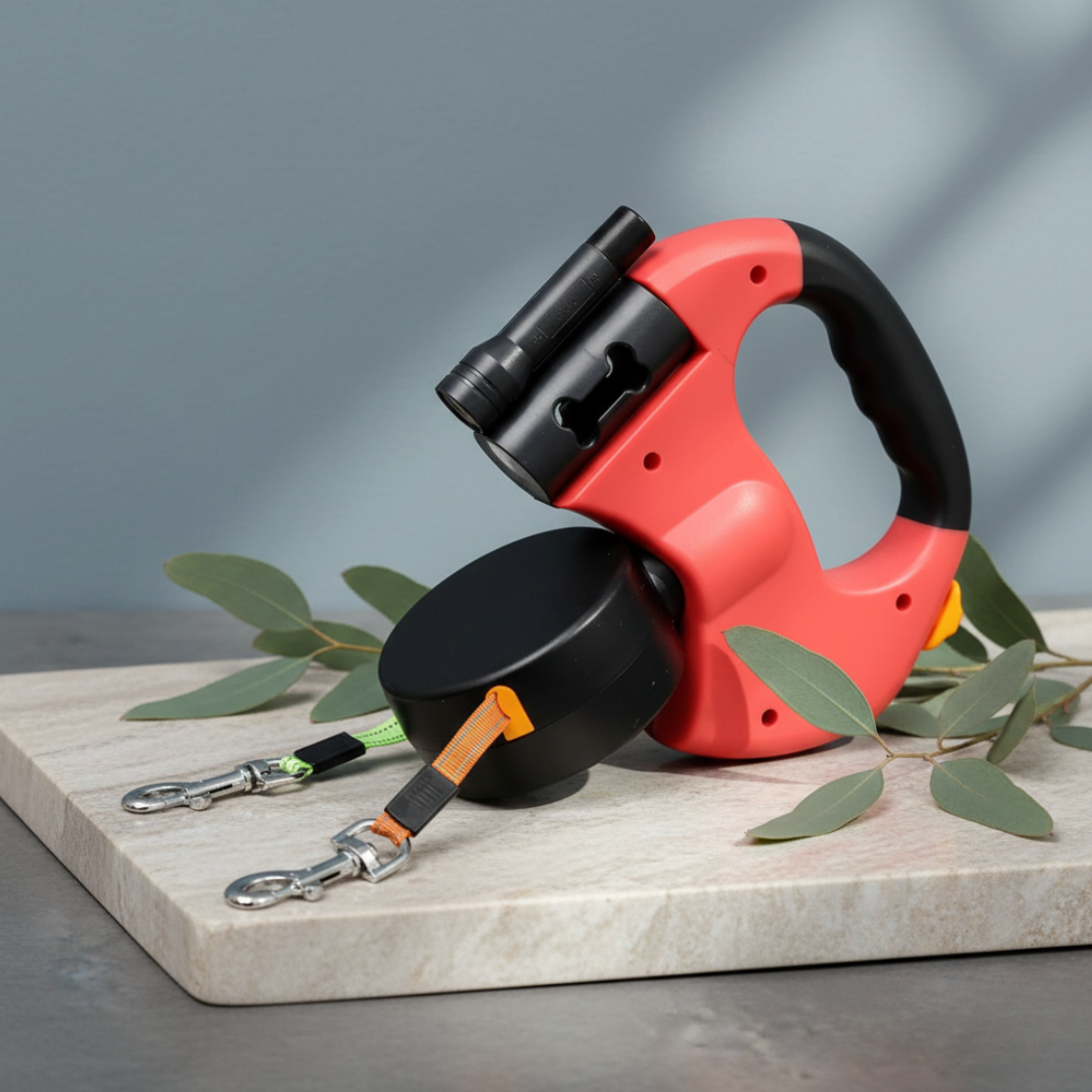 Fur & Paws Dual Leash – For Stress-Free Walks with Two Dogs (with 360° Tangle-Free Mechanism & LED Safety)